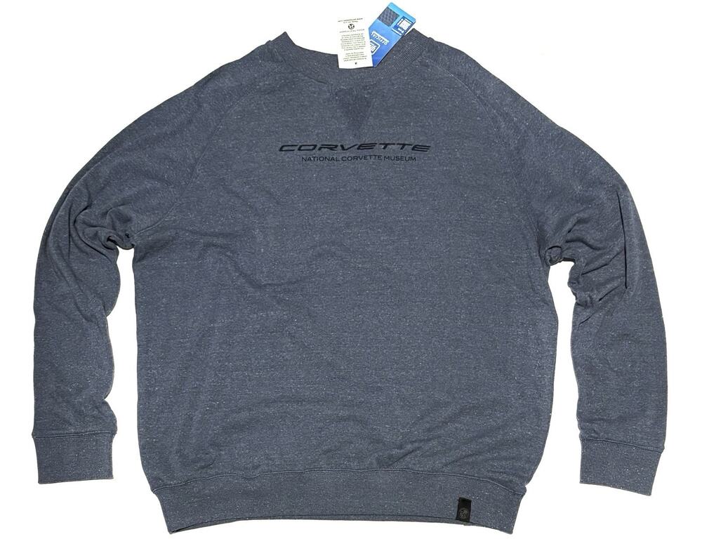 National Corvette Museum C7 Sweater Crew Sweatshirt Mens Sz XL Blue French Terry